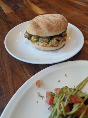 Sausage and tofu scramble bun at Vegology in West London