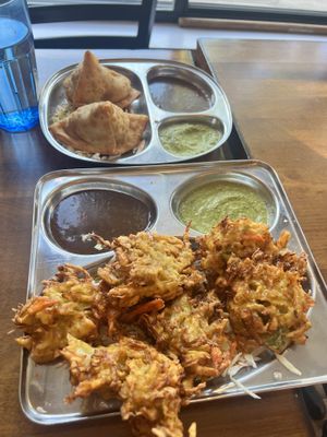 Samosa and pakoras  at Udupi Palace in San Francisco