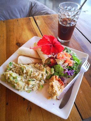 Scrambled tofu (but not sure it was really tofu?) Was good though. at Puerto&Co in Puerto Viejo De Talamanca