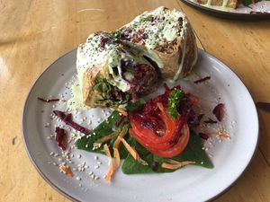 Falafel hummus burrito at Puerto&Co in Puerto Viejo De Talamanca