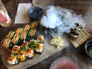 Three different sushi rolls at Secret Garden in Berlin