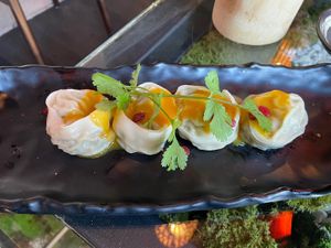 Dumplings with mango sauce  at Secret Garden in Berlin