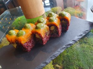 Golden koi sushi at Secret Garden in Berlin