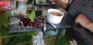 The 'Happy Ending' dish is a creme bruleé for €4 at Secret Garden in Berlin