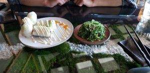 [LEFT] Spicy Shroom €5 and [RIGHT] Summernächte (seaweed salad) €3.50 at Secret Garden in Berlin