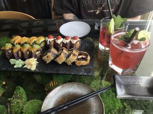 A selection of 4 different sushi’s with 2 cocktails  at Secret Garden in Berlin