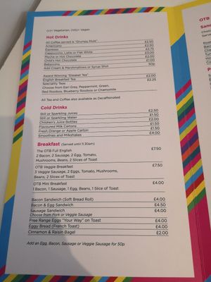 Menu at Outside The Box Cafe in Ilkley