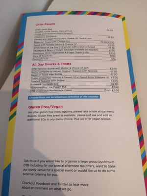 Menu at Outside The Box Cafe in Ilkley