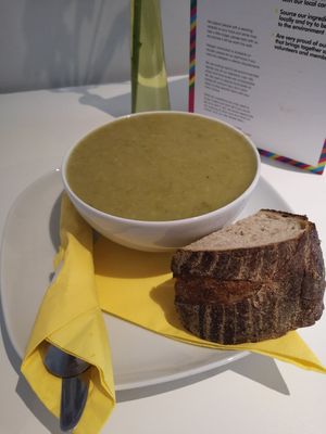 Leek and potato soup at Outside The Box Cafe in Ilkley