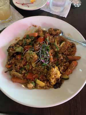 This vegetable risotto was literally the beat thing I’ve eaten all week! Just ask for them to make it vegan and they’ll leave the cheese out. SO GOOD!  at Skull Creek Dockside in Hilton Head Island