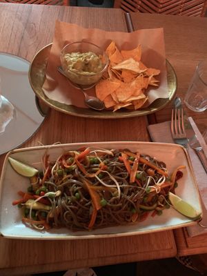 Thai noodles and guacamole with chips  at Vivi Bistrot - Navona in Rome