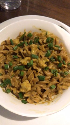 creamy cauliflower pasta  at Vegan Zeals in Pondicherry