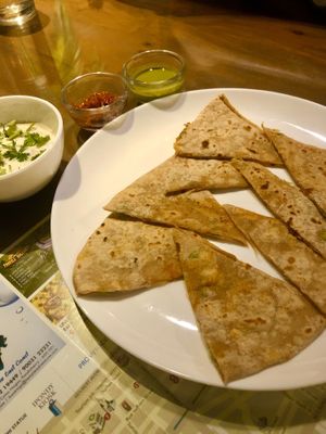Cheese Mutter Paratha at Vegan Zeals in Pondicherry