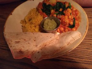 Vegan curry at Haworth Old Hall in Haworth