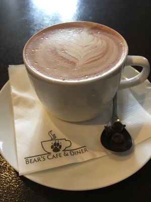 Ginger cocoa with soy milk, served with a couple vegan chocolate chips! at Bear's Cafe & Goldilocks Lounge in Hakuba