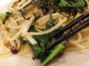 amaranth grains to imitate the texture of tarako fish eggs at nu dish Deli & Cafe in Tokyo