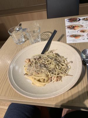 Carbonara 👌🏼 at nu dish Deli & Cafe in Tokyo