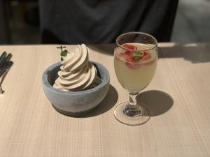 甘酒ソフトクリームとカップデザート at nu dish Deli & Cafe in Tokyo