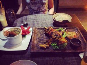 veggie skewers and mushroom pot at Chamkar - The Passage in Siem Reap