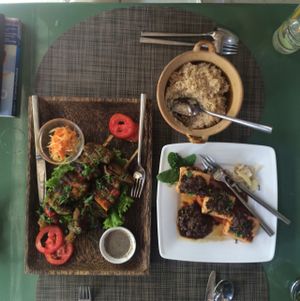 peanut skewers and stuffed tofu at Chamkar - The Passage in Siem Reap