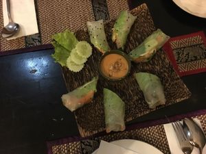 veg spring rolls  at Chamkar - The Passage in Siem Reap