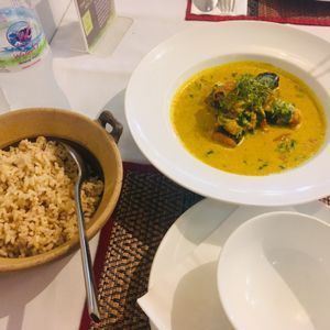 Biting amok curry  at Chamkar - The Passage in Siem Reap