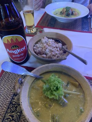 Stirring curry and the amok  at Chamkar - The Passage in Siem Reap