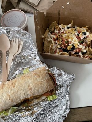 Vegan Nachos & Eggplant "BLT” at Mellow Cafe in Key West