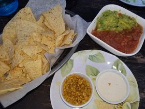 Nachos with vegan cheese and cashew nut sour cream. at Mellow Cafe in Key West