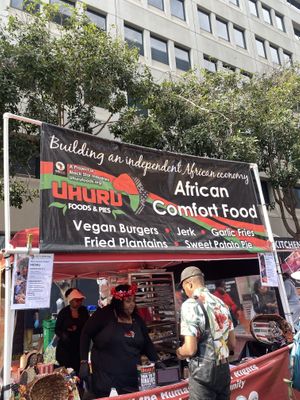 Spotted a Vegan Burger Option at the Black Joy Parade ✨  at Uhuru Foods & Pies in Oakland