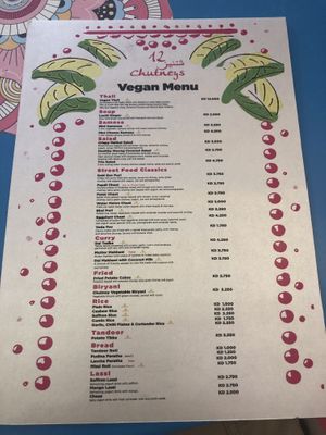 Menu at 12 Chutneys in Kuwait City