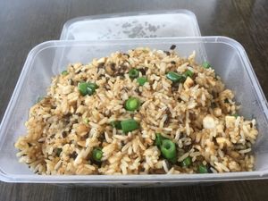 Truffle fried rice takeaway  at King's Vegetarian in Bella Vista