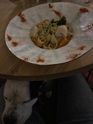 Tagliatelle with pumpkin and broccoli  at I love you - Ya lyublyu tebya -я люблю тебя in St Petersburg