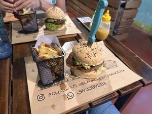 Chickpea curry burger  at Black Sheep in Mancora