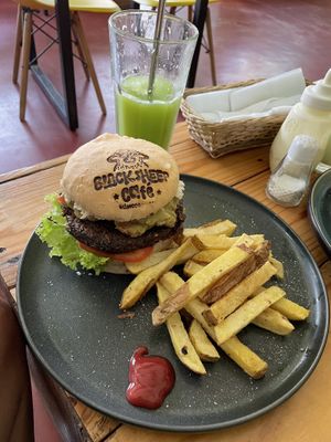 Lentil burger  at Black Sheep in Mancora