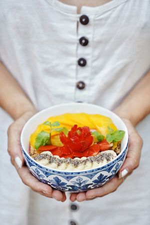 smoothie bowls with a thick consistency, granola, fruit art and other toppings at Botanik in Kerobokan Kelod