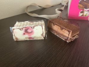 forgot their specific name but it’s basically cake w/ mousse on top  at Le Petit Colibri in Lyon