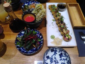 They have vegan Sushi, too (and it's yummy!) at An Vegan House  in Hamburg