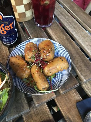 Shanghai night - soy stripes with sesame and tamarind sauce  at An Vegan House  in Hamburg