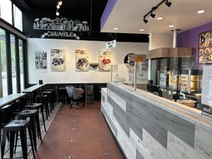 sitting area  at Cinnaholic in Seattle