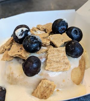Custom! Lemon frosting, blueberries, and Graham crackers at Cinnaholic in Seattle