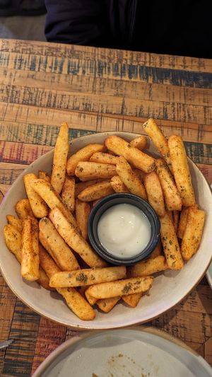 Paprika + Oregano Chips with vegan aioli $12.00 at Dukkah in South Kingsville