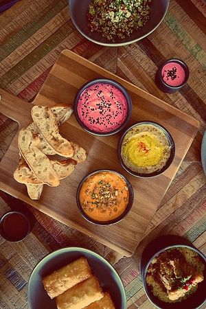 Trio of vegan & vegetarian dips  at Dukkah in South Kingsville