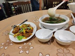 Sweet and sour mushroom and soup at Juz Vegie in Shah Alam