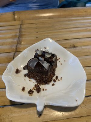 Half of my Chocolate Brownie. I forgot to photograph it in the excitement  at Vegan Phangan in Koh Phangan