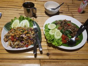 Bean Salad and green Curry at Vegan Phangan in Koh Phangan
