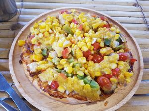 Pizza for 150 Baht at Vegan Phangan in Koh Phangan