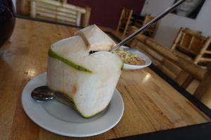 Delicious, young and fresh coconut. Tasted delicious! at Vegan Phangan in Koh Phangan