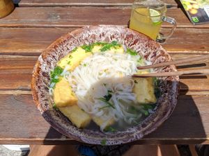 Vegan Pho. Tasted okay but could use some vegetables. Tofu was a bit boring. Portion size was okay, lots of noodles. at East Moon in Berlin