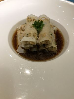 Lotus wraps with a yummy sauce! at TàiSù ShūShí in Shanghai